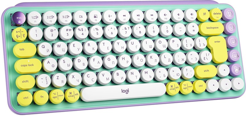 Клавiатура Logitech POP Keys Emoji Wireless Mechanical Keyboard (Daydream Mint) 920-010717 фото