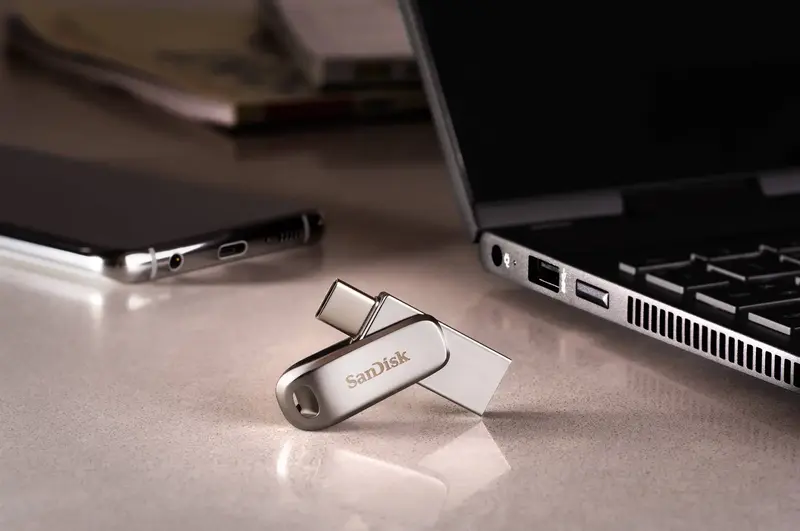 USB-Flash SanDisk 128GB USB 3.1 Type-A + Type-C Dual Drive Luxe Срібний - фото - №6