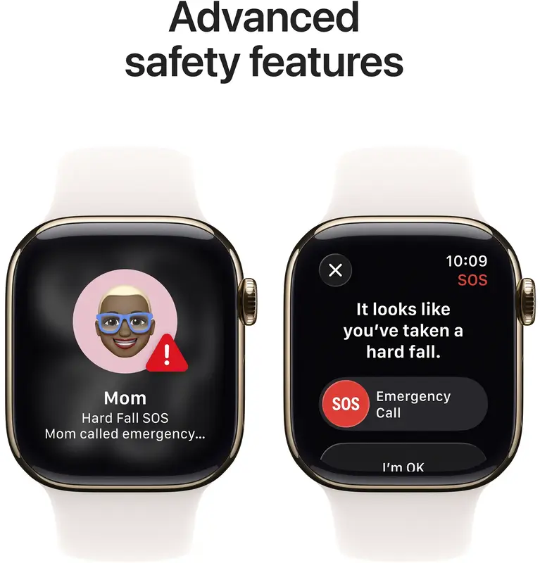 Apple Watch Series 11 GPS + Cellular 42mm Gold Titanium Case with Light Blush Sport Band - M/L (MF8X4RK/A) - фото - №5