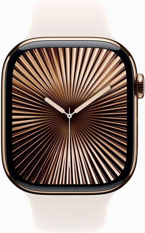 Apple Watch Series 10 GPS + Cellular 46mm Gold Titanium Case with Starlight Sport Band - M/L - фото - №1