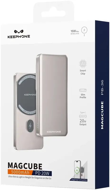 Дополнительная батарея Keephone MagCube 5000mAh Titanium (KPMAGPB-36TM) - фото - №10