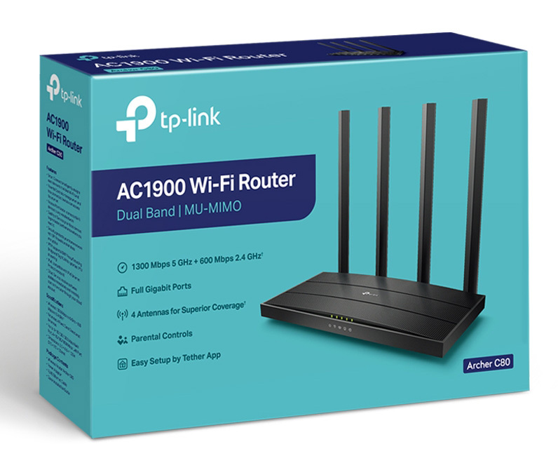 Интернет роутер TP-Link Archer C80 (2.4Gz/5Gz) 1900 Мбит/с фото