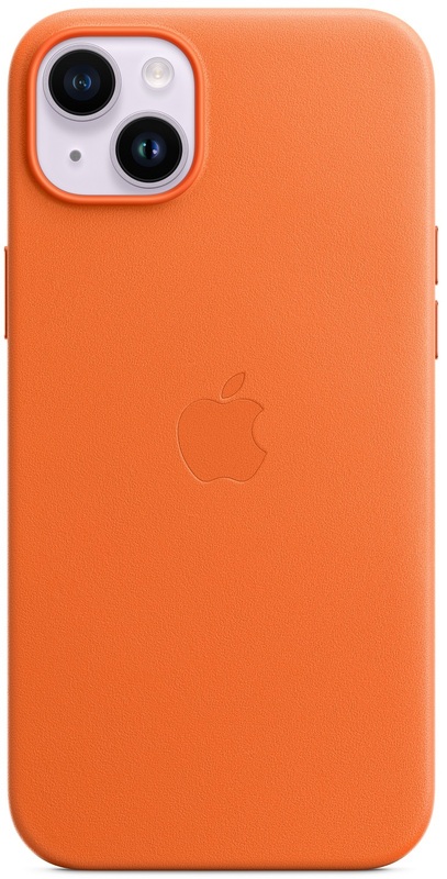 Чехол Apple Leather Case with MagSafe (Orange) MPPF3ZE/A для iPhone 14 Plus фото