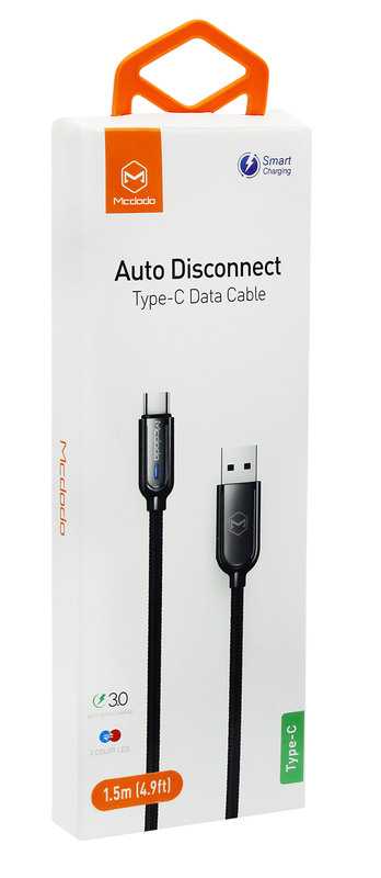 Кабель McDodo Auto Disconnect USB - Type-C 1.5m (Black) CA-6191 фото