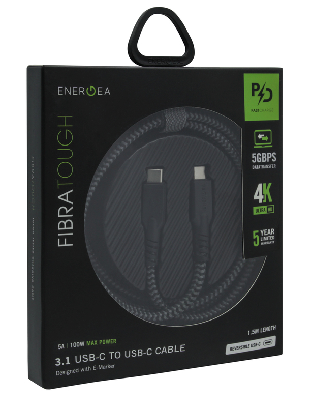 Kабель Energea Fibratough 1,5M USB-С to USB-C 3.1 (Black) фото