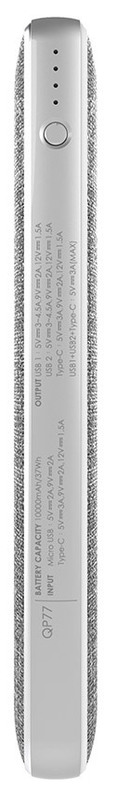 Портативная батарея SiliconPower QP77 10 000mAh PD+QC3.0 18W (Grаy) SP10KMAPBKQP770G фото