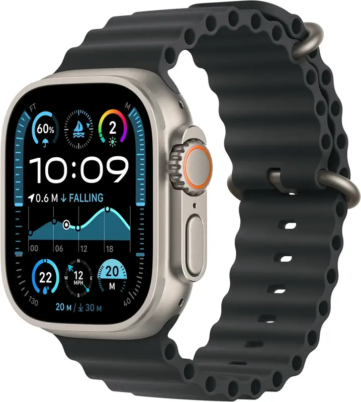 Ремінець для годинника Apple Watch 49/46/45/44mm Black Ocean Band Extension - Natural Titanium Finish - фото - №2