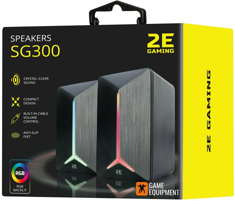 Акустична система 2E GAMING Speakers SG300 2.0 RGB 3.5mm (Black) 2E-SG300B фото