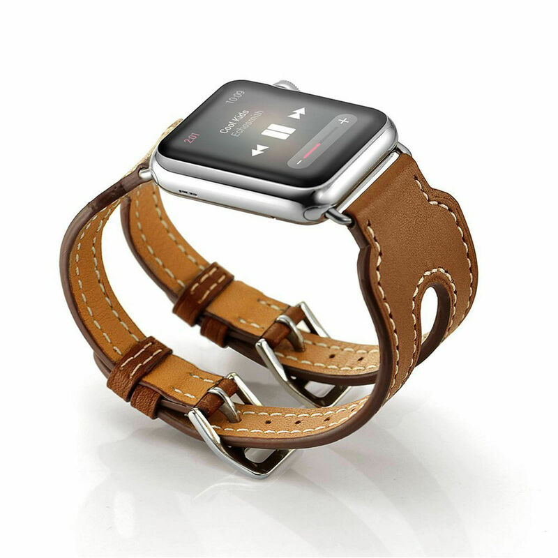 Ремінець Vilo Hermes Double Buckle Cuff (Brown) для Apple Watch 38mm фото