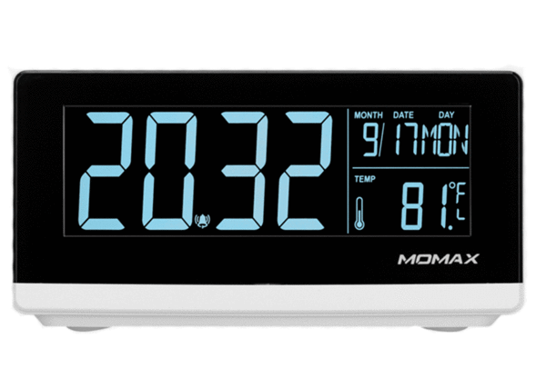 Настільний годинник з бездротовим ЗП Momax Q.Clock Digital Clock Wireless Charger (White) QC1EUW фото