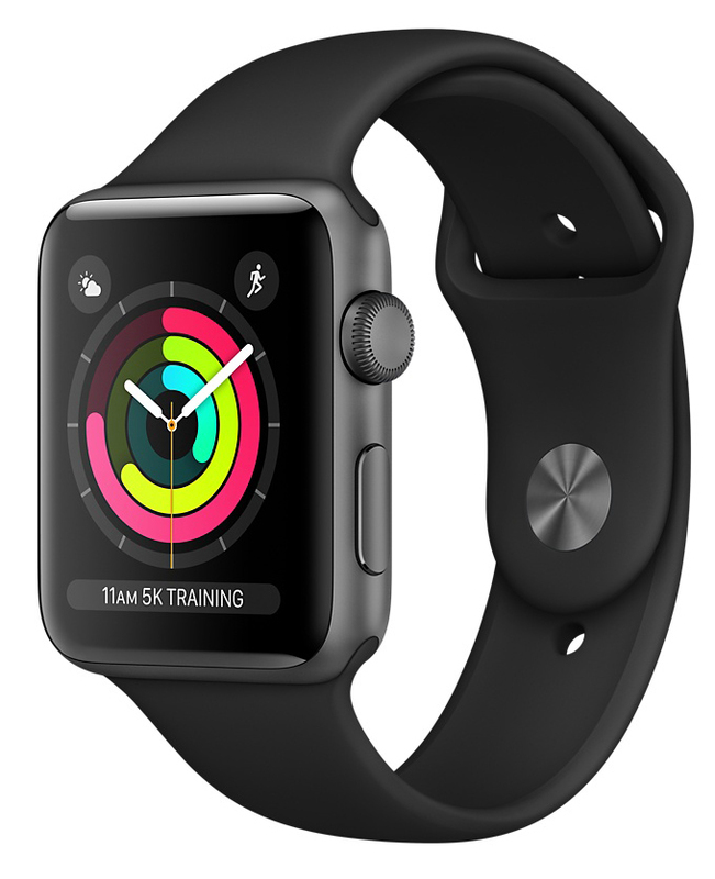 Apple Watch Series 3 38mm Space Gray Aluminum Case with Black Sport Band (MTF02FS/A) фото
