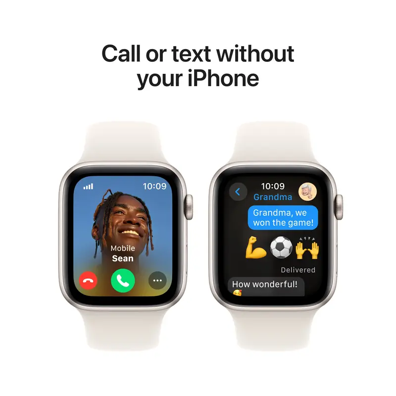 Apple Watch SE GPS + Cellular 40mm Starlight Aluminium Case with Starlight Sport Band - M/L - фото - №3