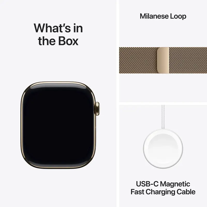 Apple Watch Series 11 GPS + Cellular 46mm Gold Titanium Case with Gold Milanese Loop - S/M (MFD74RK/A) - фото - №7