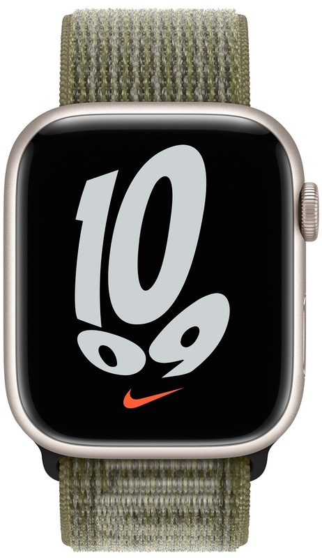 Ремінець для годинника Apple Watch 45 mm (Sequoia/Pure Platinum) Nike Sport Loop MPJ23ZM/A фото