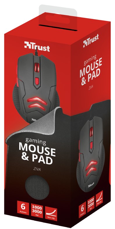 Набір ігрова миша плюс ігрова поверхня Trust Ziva Gaming Mouse (21963) фото