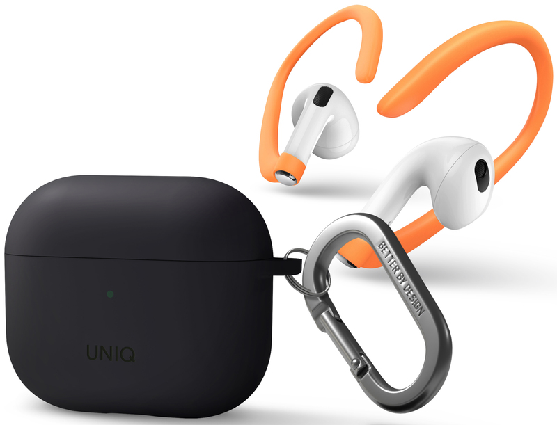 Чехол Nexo Active Hybrid Silicone для Airpods 3rd Gen Case With Sports Ear Hooks Charcoal (Grey) фото