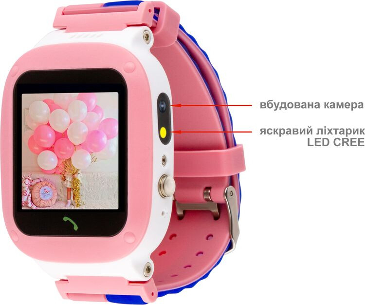 Дитячий смарт-годинник AmiGo GO004 SP Camera+LED (Pink) фото