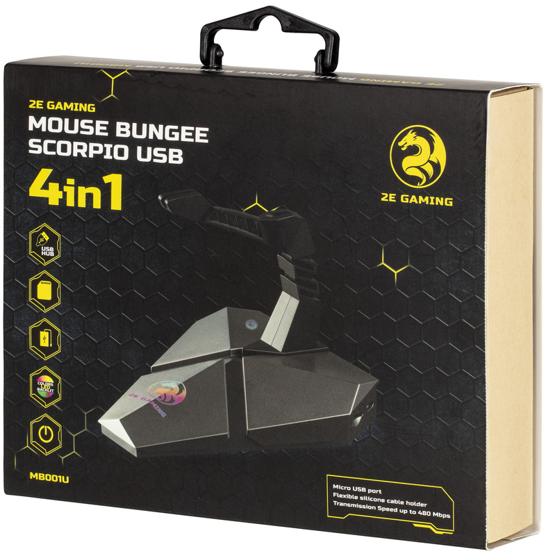 Підставка для навушників 4в1 2E GAMING Mouse Bungee Scorpio USB (Silver) 2E-MB001U фото