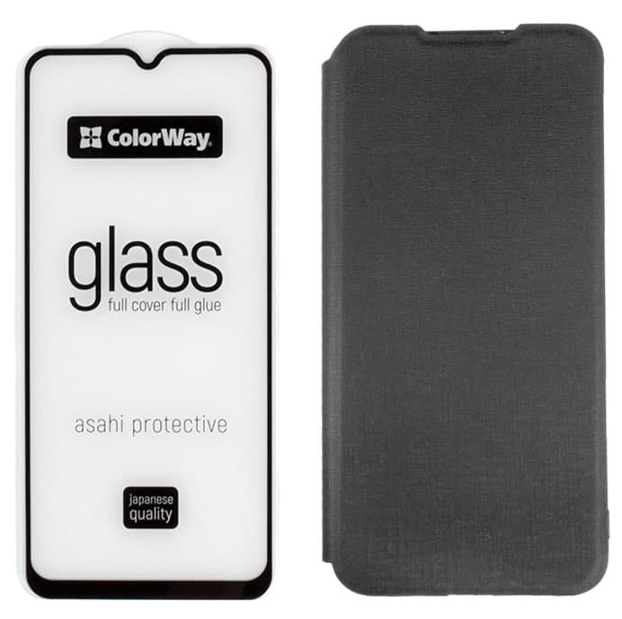 Комплект стекло 9H FC glue та чохол Elegant Book ColorWay для Xiaomi Redmi 9C фото