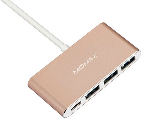 Кабель-перехідник Momax USB-C to 3xUSB, USB-C 0.1m (золотий) фото