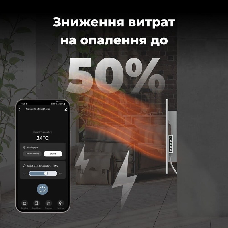 Обігрівач AENO Premium Eco Smart GH5S LED Grey (AGH0005S) фото