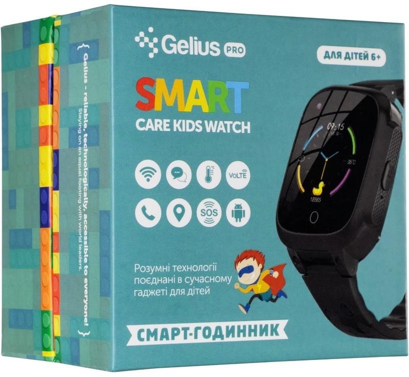Детские смарт-часы с GPS трекером Gelius Pro Care GP-PK004 (LTE/VoLTE/Temperature control) (Black) фото