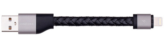 Кабель Momax Elite Link 11cm Lightning кожаный (Black) DL1D фото