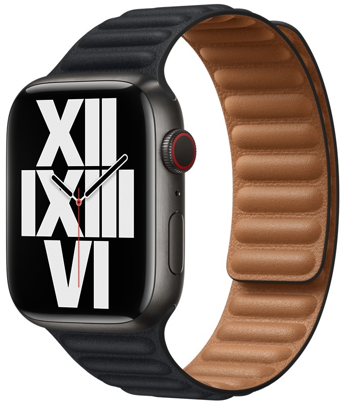 Ремінець для годинника Apple Watch 45 (Midnight) Leather Link M/L-ZML ML823ZM/A фото