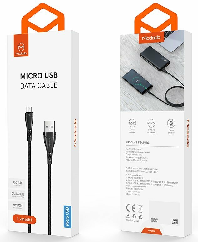 Кабель USB - MicroUSB McDodo (CA-7451) 1.2m (Black) фото