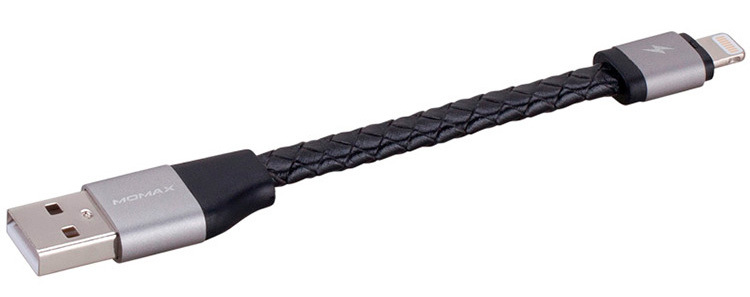 Кабель Momax Elite Link 11cm Lightning кожаный (Black) DL1D фото