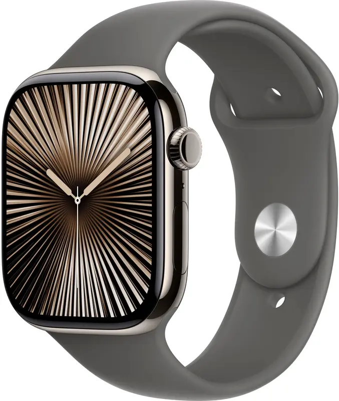 Apple Watch Series 10 GPS + Cellular 46mm Natural Titanium Case with Stone Grey Sport Band - M/L - фото - №0