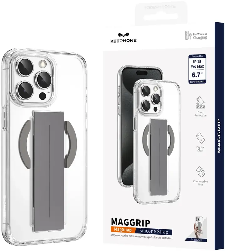 Чохол для iPhone 15 Pro Max Keephone MagGrip MagSafe Case Titanium (KPMAS15PMTGY) - фото - №6