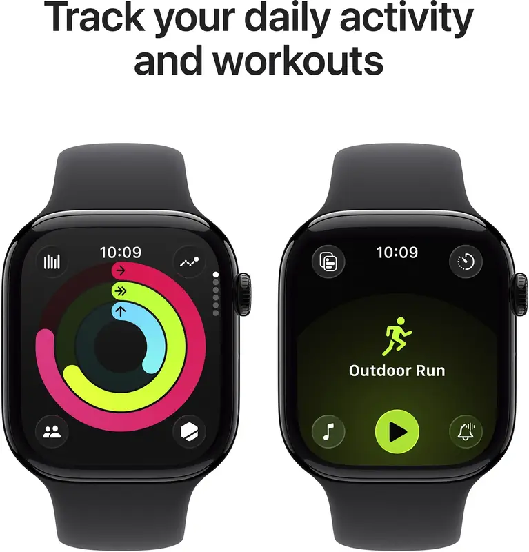 Apple Watch Series 11 GPS + Cellular 46mm Jet Black Aluminium Case with Black Sport Band - M/L (MFC44RK/A) - фото - №3