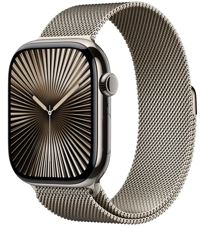 Apple Watch Series 10 GPS + Cellular 46mm Natural Titanium Case with Natural Milanese Loop - M/L - фото - №0