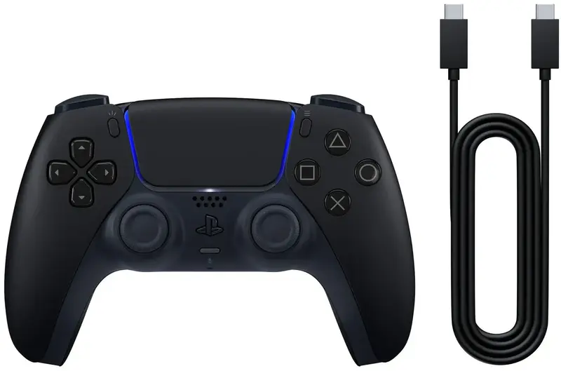 Геймпад PlayStation 5 Dualsense BT, Midnight Black (USB-C кабель) - фото - №1
