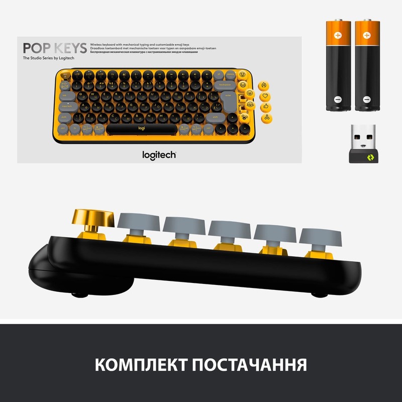 Клавіатура Logitech POP Keys Emoji Wireless Mechanical Keyboard (Blast Yellow) 920-010716 фото
