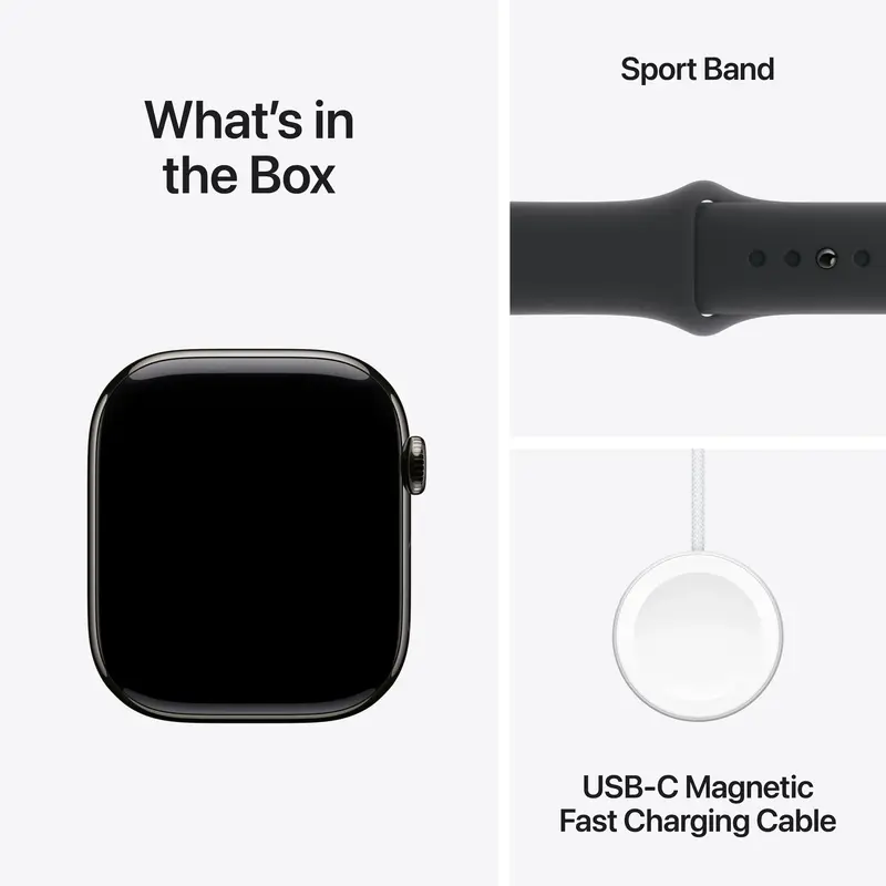 Apple Watch Series 10 GPS + Cellular 46mm Slate Titanium Case with Black Sport Band - M/L - фото - №8