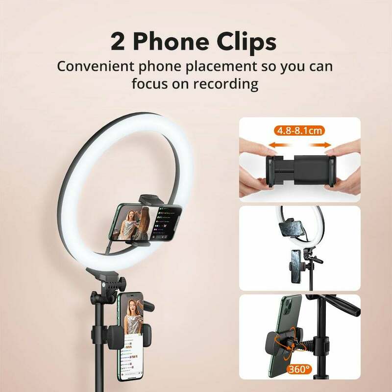 Штатив TaoTronics 12" Selfie Ring Light із двома тримачами фото