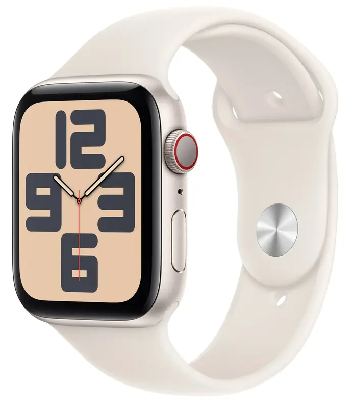Apple Watch SE GPS + Cellular 44mm Starlight Aluminium Case with Starlight Sport Band - M/L - фото - №0