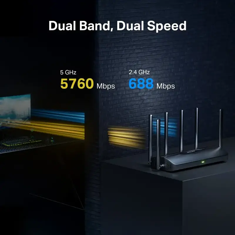 Iнтернет роутер Mercusys MR47BE Tri-Band Wi-Fi 7 (2.4Gz/5Gz) 574+2880Мбит/с+5760Мбит/с - фото - №4