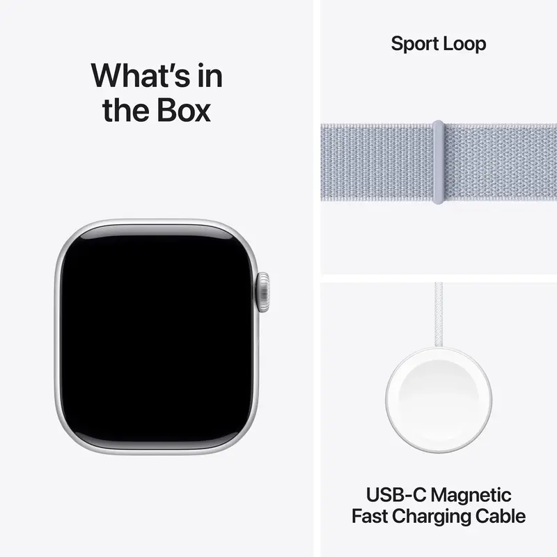 Apple Watch Series 10 GPS + Cellular 42mm Silver Aluminium Case with Blue Cloud Sport Loop - фото - №8