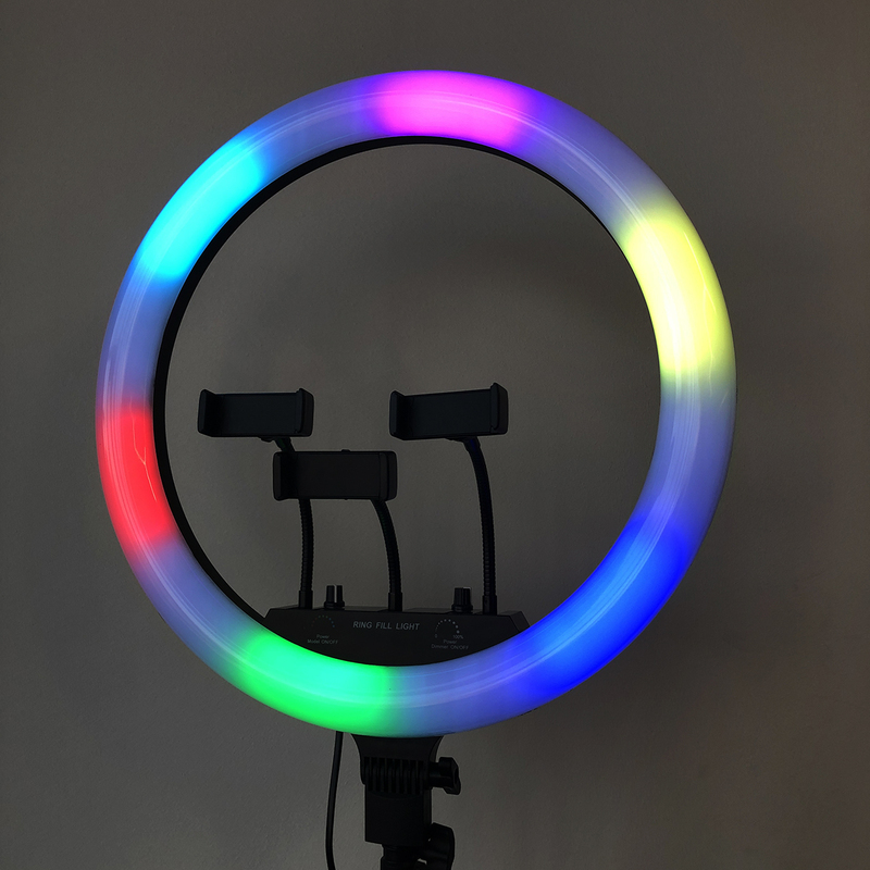 Кольцевая светодиодная LED лампа Lovely Stream 18 c пультом управления и штативом фото