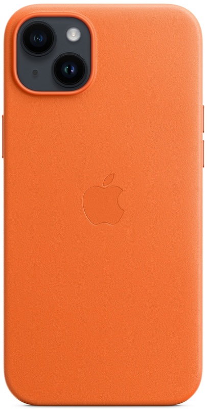 Чохол Apple Leather Case with MagSafe (Orange) MPPF3ZE/A для iPhone 14 Plus фото