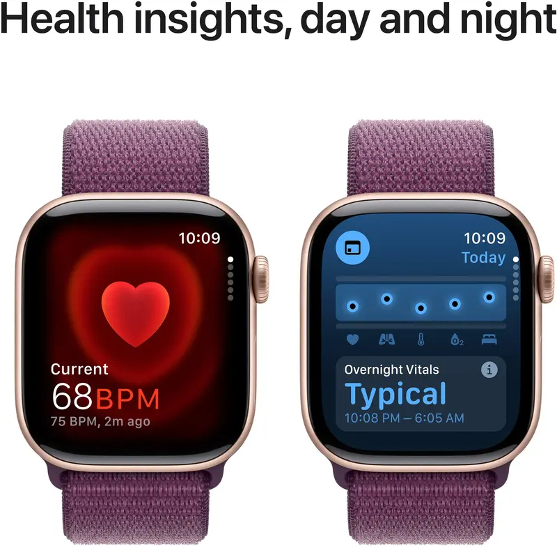 Apple Watch Series 10 GPS + Cellular 42mm Rose Gold Aluminium Case with Plum Sport Loop - фото - №4