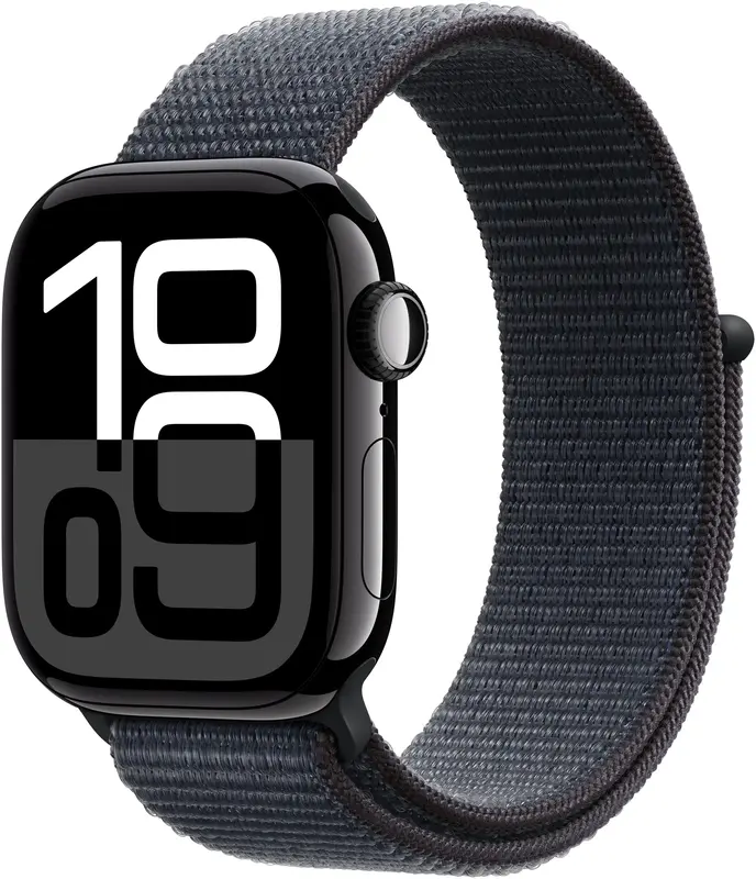Apple Watch Series 10 GPS + Cellular 42mm Jet Black Aluminium Case with Ink Sport Loop - фото - №0