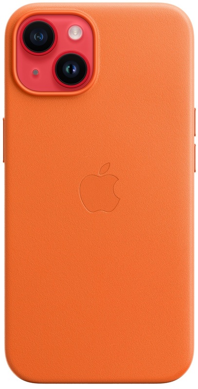 Чехол Apple Leather Case with MagSafe (Orange) MPP83ZE/A для iPhone 14 фото