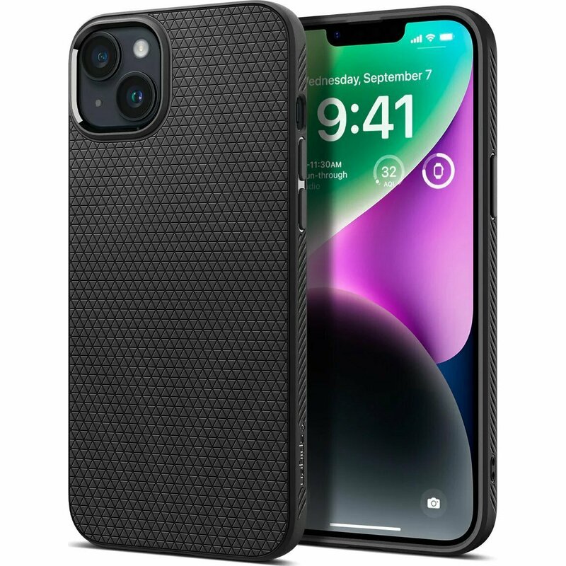 Чeхол для iPhone 14 Plus Spigen Liquid Air (Matte Black) - фото - №9