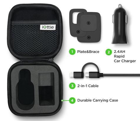 Тримач в машину iOttie iTap Magnetin and Charging Travel Kit (Black) HLTRIO110 фото