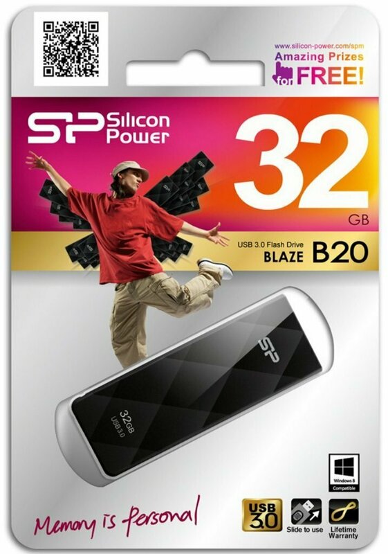Флеш-память SiliconPower Blaze B20 32Gb (Black) SP032GBUF3B20V1K фото