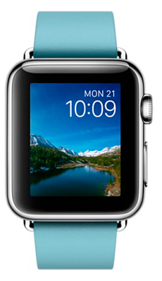 Смарт-часы Apple Watch 38mm Stainless Steel светло-синий ремешок с современной пряжкой Medium (MMFA2) фото